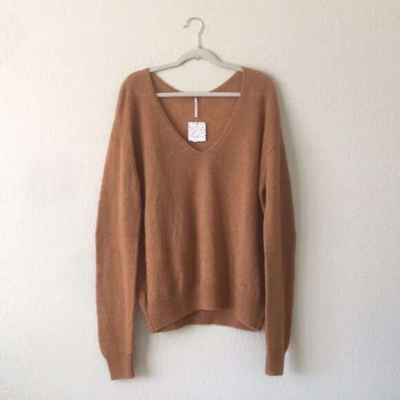 Free People Gossamer Vneck Sweater Terracotta Large - Picture 7 of 15